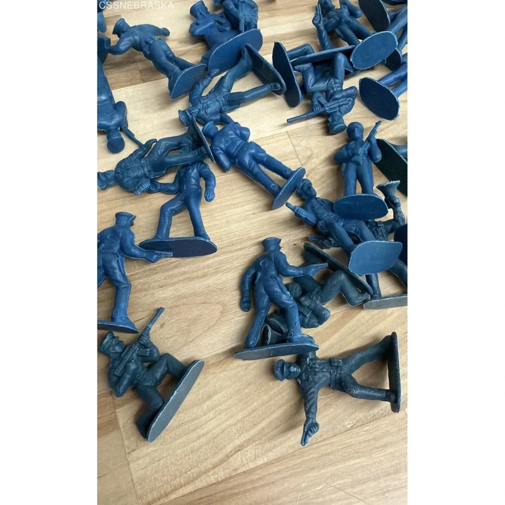Vintage Blue Plastic Toy Soldiers Lot 46 Marx MPC Style Civil War Army Men